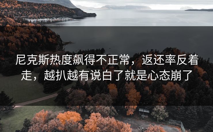 尼克斯热度飙得不正常，返还率反着走，越扒越有说白了就是心态崩了