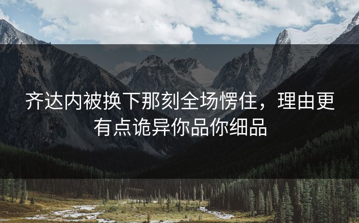 齐达内被换下那刻全场愣住,理由更有点诡异你品你细品 齐达内被换下那刻全场愣住,理由更有点诡异你品你细品