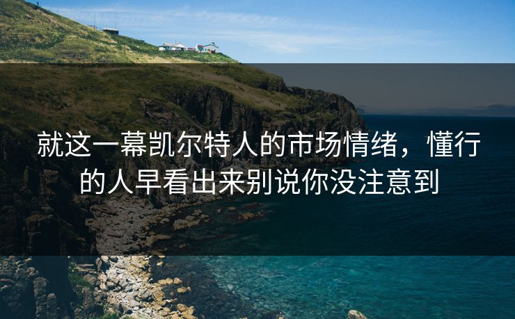 就这一幕凯尔特人的市场情绪，懂行的人早看出来别说你没注意到