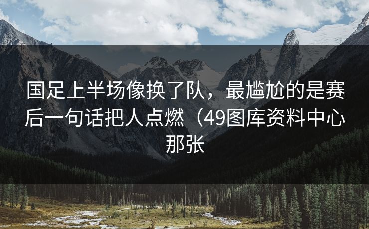 国足上半场像换了队，最尴尬的是赛后一句话把人点燃（49图库资料中心那张