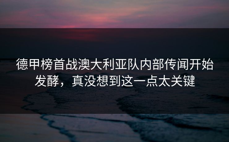 德甲榜首战澳大利亚队内部传闻开始发酵，真没想到这一点太关键